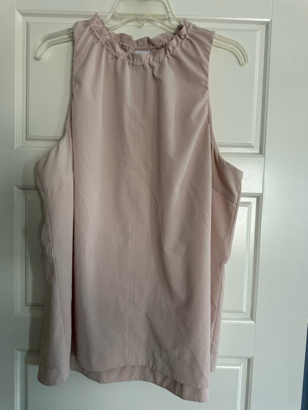 Athleta Sleeveless Ruffled Neck Blouse — Light Blush Pink